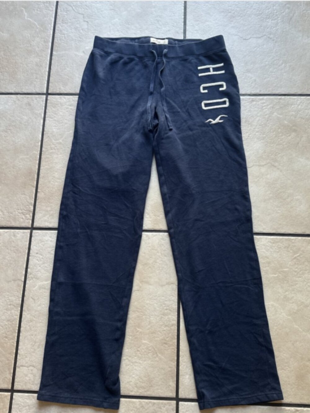 Y2K Hollister Logo Sweatpants Women Medium Blue Athleisure Lounge Casual HCO